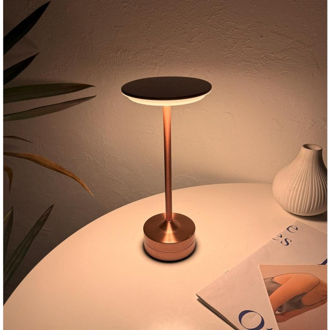 땡스투 미드센추리 무선 스탠드 터치 무드등 수면 침실 LED 거실 인테리어 수면등 C타입 충전식, 로즈골드