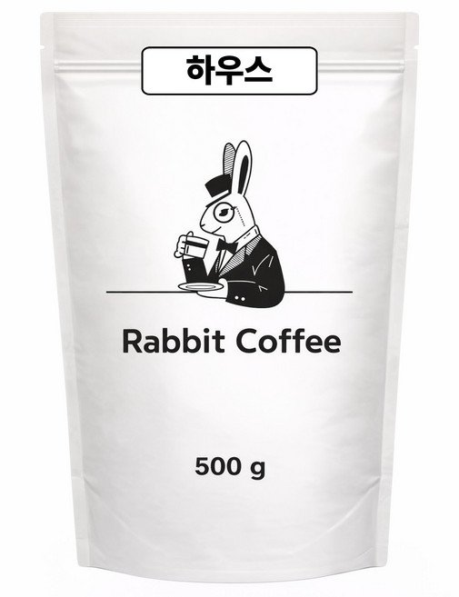 래빗커피 하우스 블렌드 브라질 콜롬비아 원두커피 원두콩 가성비 갓볶은 원두, 1개, 500g, 홀빈(분쇄안함)