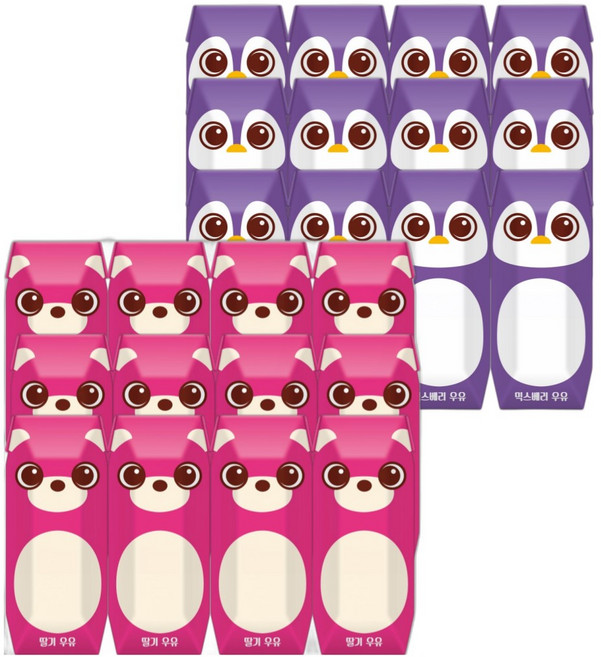 파스퇴르 파스퇴르 꼬미루미 2종혼합125ml (딸기우유12입+믹스베리우유12입) 총24팩, 24개, 125ml