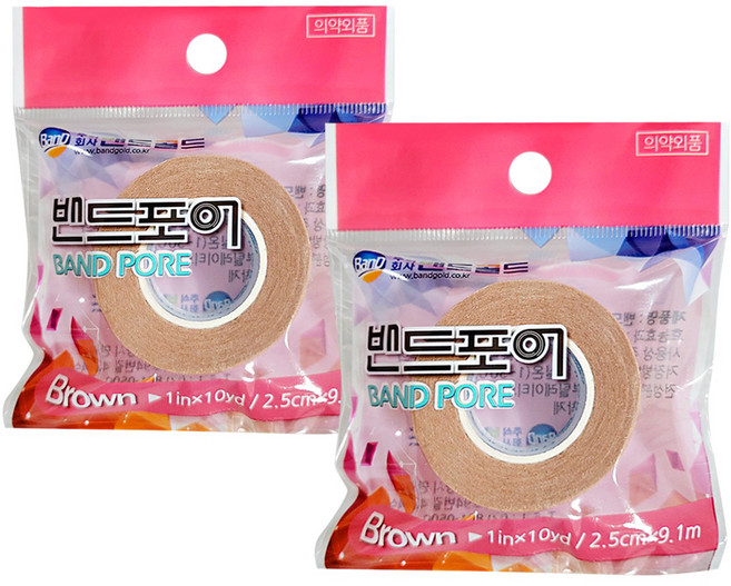 밴드골드 밴드포어 부직 반창고 갈색 12p, 12개입, 2개
