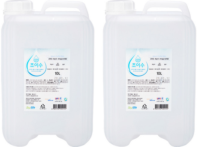 조이수 정제수 증류수 3차 살균 초순수 모음, 2개, 10L