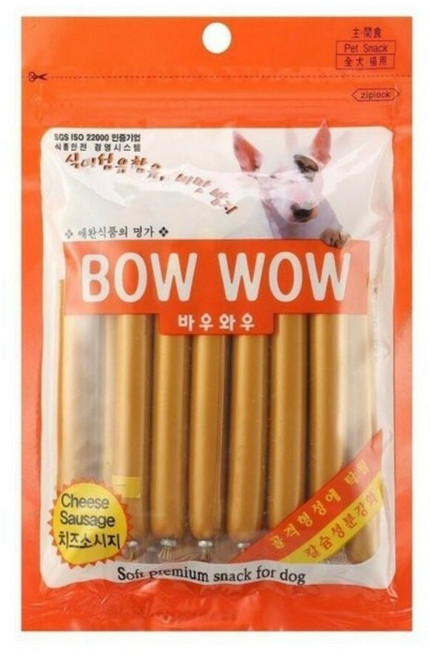 韓國BOWWOW 香腸 14條/包 犬用零食, 1個, 240g, 起司