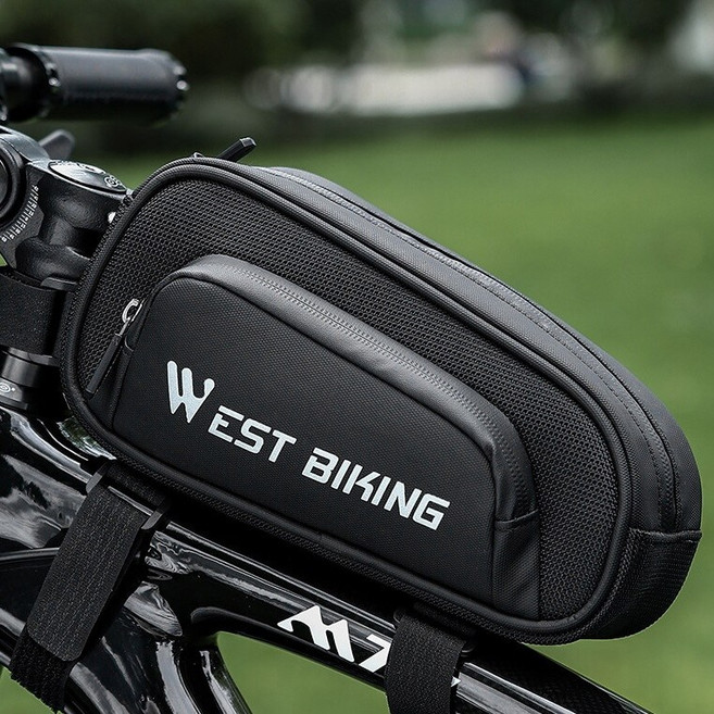 시그니처베이지 웨스트바이킹 로드 자전거 프레임 탑튜브 가방 YPZ319, 블랙, 1개