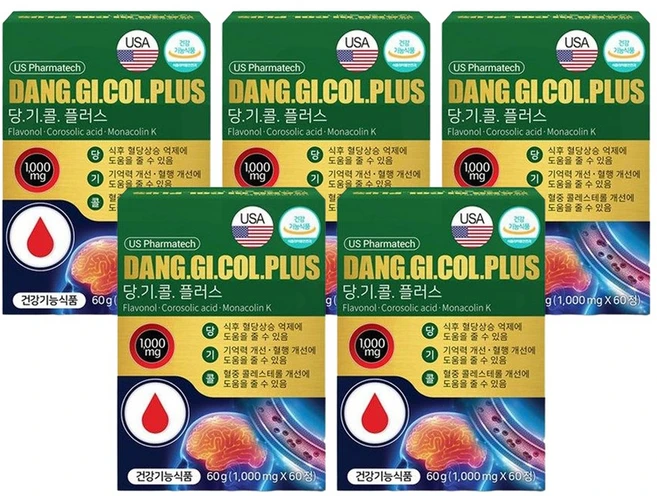 당기콜플러스 당질 컷팅제 저감제 식후 혈당 조절 관리 바나바잎 코로솔산 당뇨 영양제 2개월, 60정, 5개 - 쿠팡