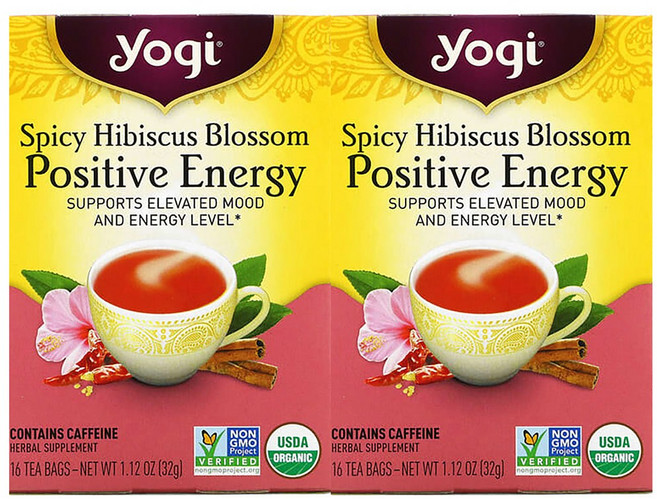 요기티 스파이시 히비스커스 블라썸 포지티브 에너지 티 16개입, 2g, 2개
