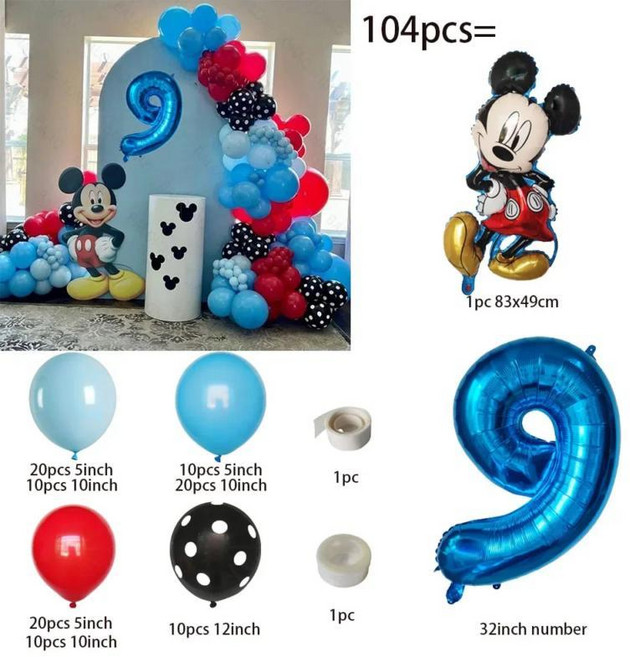 미키 미니 마우스 생일 파티 장식 샤워 풍선 가랜드 키트 라텍스, 9. style-9