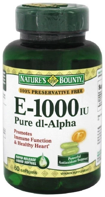 Nature s Bounty 비타민 E 1000 IU 소프트젤 60정(1개 팩), 60 카운트(2팩) - 쿠팡