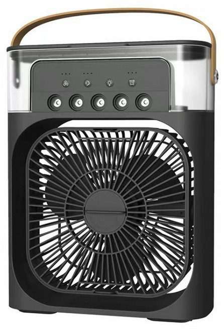 5구 분무 선풍기 가정용 사무실용 책상용 기숙사용 분무 가습기 냉풍기, 대형(198.5x25.5cm), 검정색