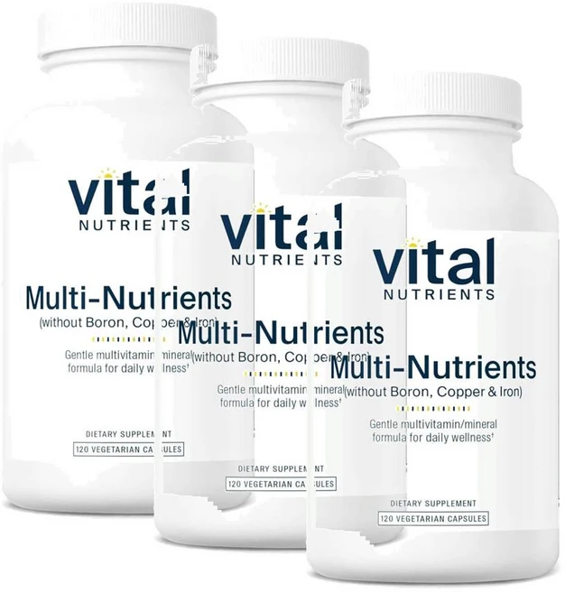 바이탈 뉴트리언츠 멀티-뉴트리언트 보론 코퍼 앤 철분프리 멀티비타민 캡슐 Vital Nutrients Multi-Nutrients, 3개, 120정 - 쿠팡