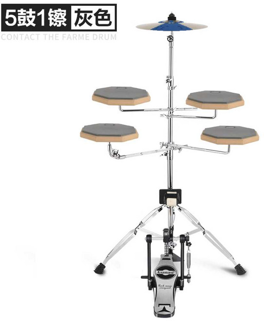 접이식 드럼 연습패드 발페달 휴대용 풀세트 초보 연습용, 1개, 그레이 드럼5+심벌1+스틱/키
