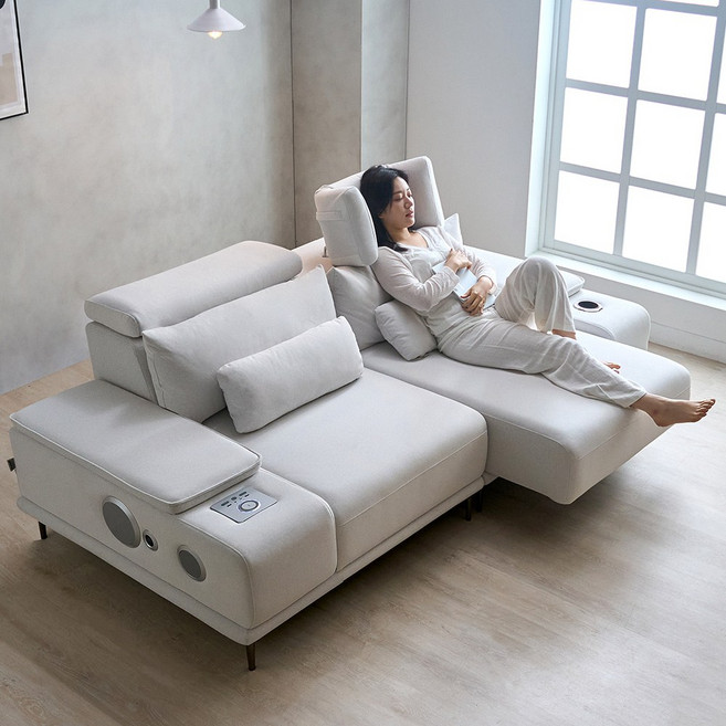 [에보니아] 알토 모션소파 리클라이너 전동슬라이딩 확장형 패브릭소파 고급형 3인용, 아이보리