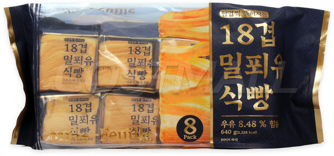 18겹 밀푀유 식빵 640g (80g x 8개) 트레이더스, 1개