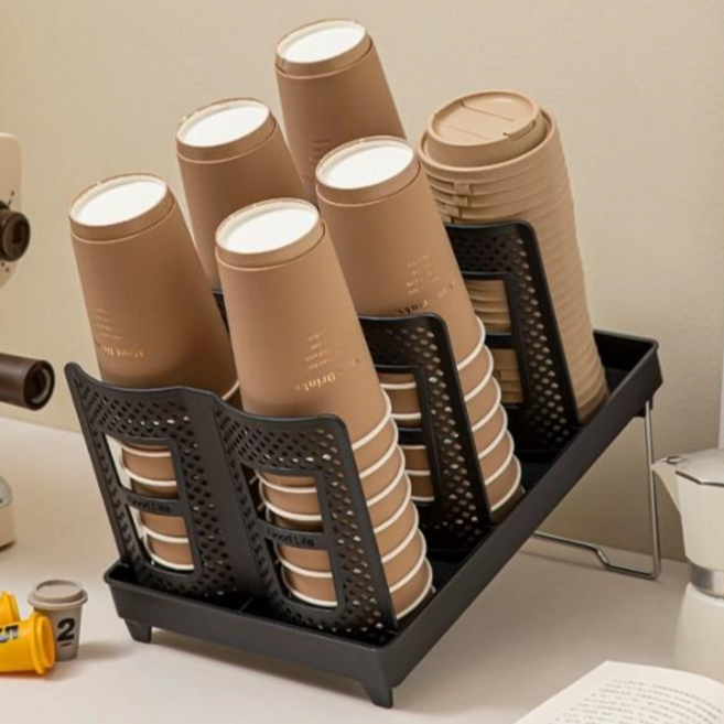 팩토리얼 컵홀더 정리대 컵 디스펜서 사무실 탕비실 홈카페 커피 스테이션, 1개, 블랙