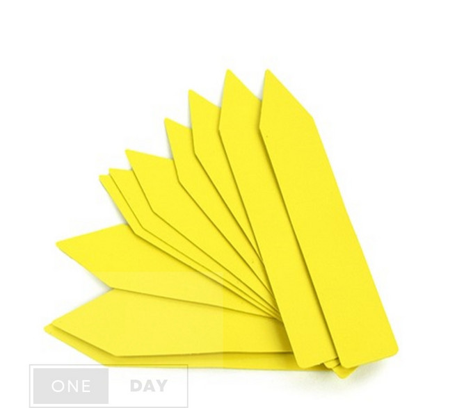 꽂이형 식물 라벨 기록 100p 장식, 7.5x1.5 옐로우