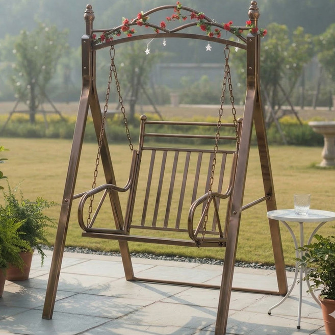 엘라 흔들 그네 의자 테라스 카페 정원 철제, 02. 엘라 철제 1인 그네의자_브론즈
