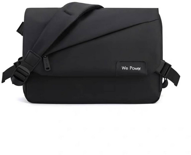 We Power 郵差包 高密防水防盜側背包 多隔層機能小方包 10.2吋平板保護, 黑色
