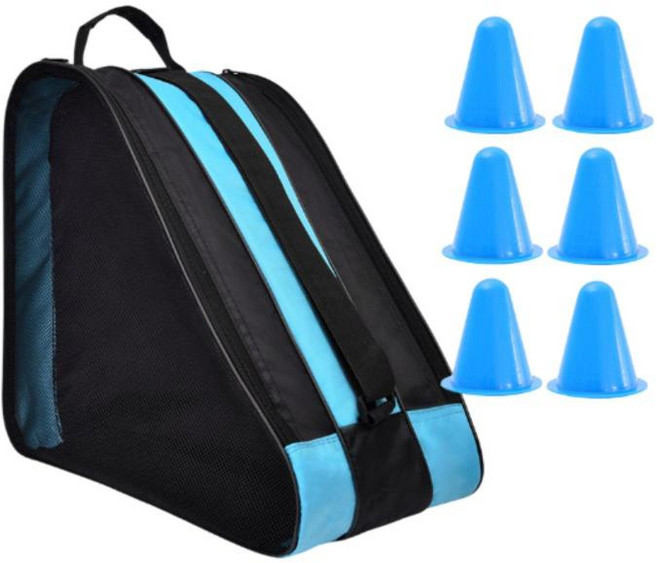 YSSHOP 롤러스케이트 가방 스케이트화 보관 가방 6개 롤러스케이트 파일 휴대용 핸들 스케이트 운반 가방 아이스, 38cmx38cmx30cm, 나일론, 파란색