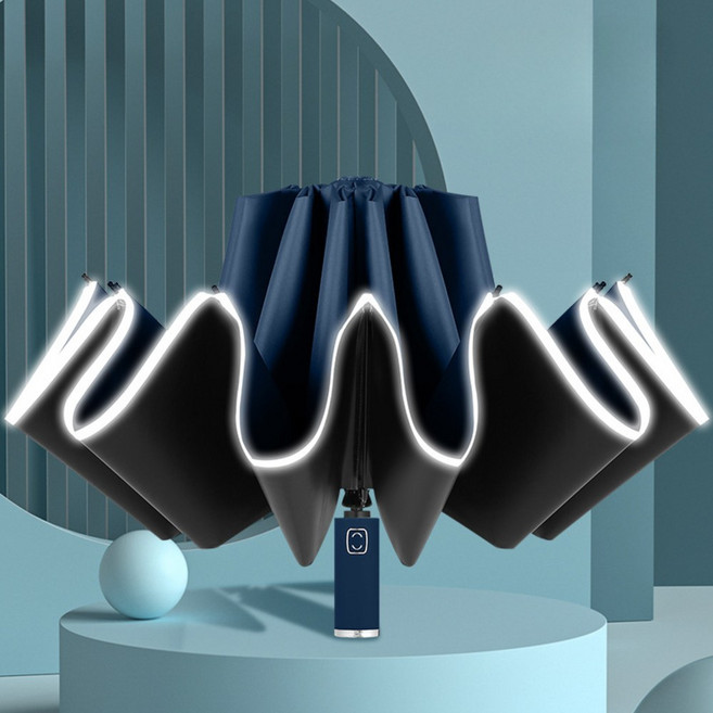 베르슈어 더커진 튼튼한 빛반사 거꾸로 자동 우산