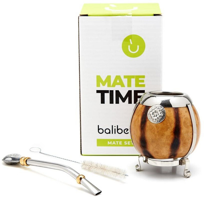 BALIBETOV 핸드메이드 Yerba Mate Gourd 세트 - 독일 실버 트림 및 베이스가 있는 자연스러운 마감 봄빌라 포함 (예르바 메이트 빨대), BALIBETOV 핸드메이드 Yerba Mate Gou