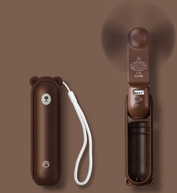 지수라이프 핸디형 선풍기 3in1 접이식 휴대용 선풍기 F8 F8X, 브라운