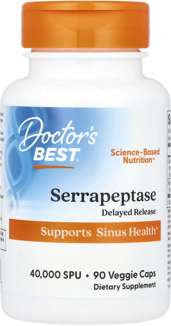 건강챙기세요 Doctor's Best 세라펩타아제 베지 캡슐 90정 백살까지오래오래, Doctors Best 세라펩타아제 베지 캡슐 90정, 1개, 90 Veggie Caps