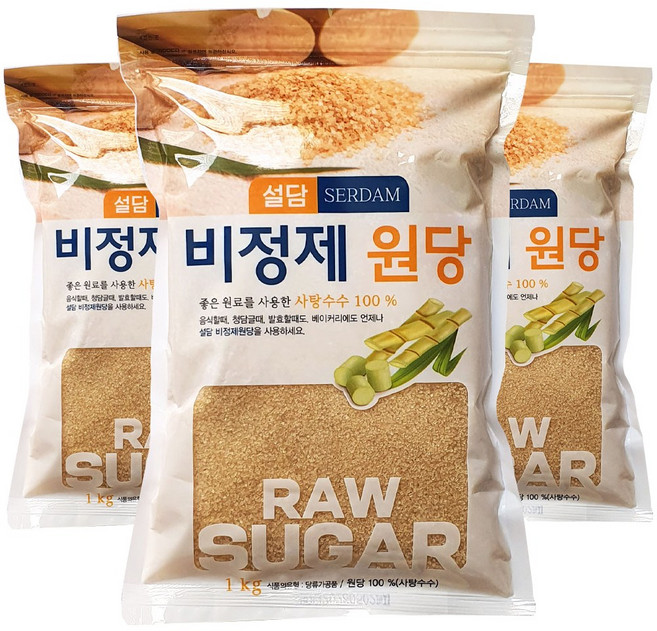 천연 비정제원당 1kg, 3개