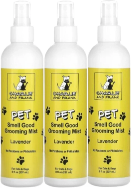 Charlie and Frank 펫 스멜 굿 그루밍 미스트 반려묘 및 반려견용 라벤더 향 237ml(8fl oz) 3 SET - 쿠팡