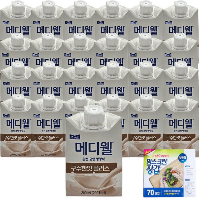 메디웰 구수한맛 플러스 200ml 균형영양식 식사대용 선물용 어르신간식 다이어트용 위생장갑 증정, 30개