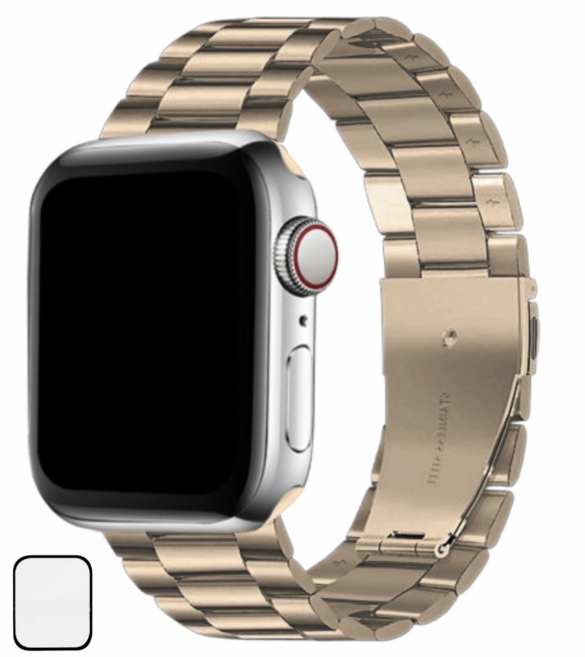 NUBASE 애플워치 호환 울트라 리미티드 모던 메탈 스트랩 시계줄 조절기 포함, 빈티지골드, 1개