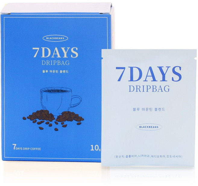 블랙빈스 드립백 커피 블루 마운틴 블렌드, 1개, 7개입, 10g