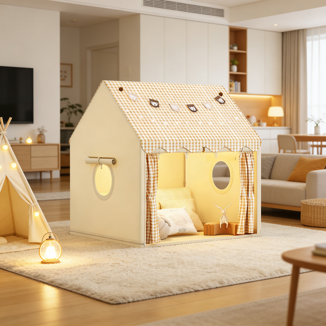 Leesheer 거실용 텐트 외풍 차단 먼지 막음, 3명, 연황색