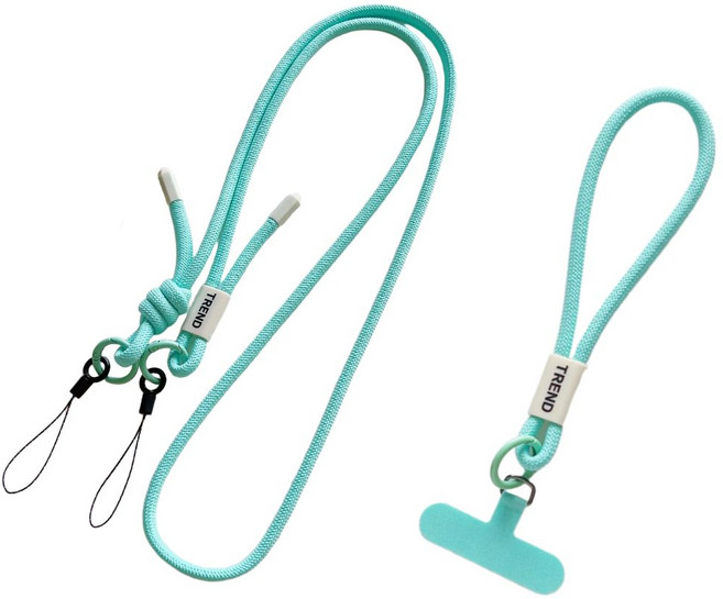 앤루프 도난 방지 길이조절 핸드폰 스트랩 2종세트(숄더스트랩+손목스트랩), 1세트, 12 민트