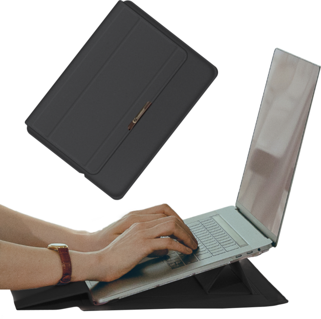 이코노미쿠스 거치대겸용 손목보호 노트북 파우치 가방 케이스, 블랙, 1개