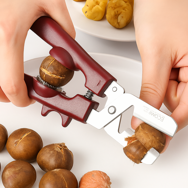 [밤가위] 드비안 십자칼집 밤까기 안전한 밤칼 견과류 군밤 생밤 커팅기, 1개, 십자형,밤색