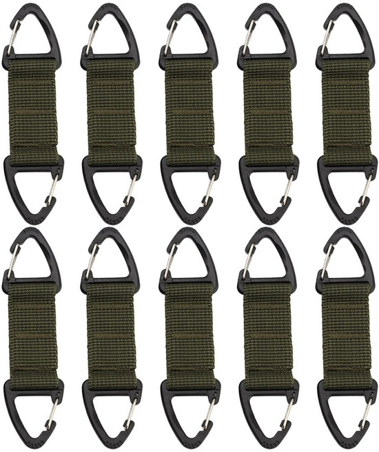 카라비너 캠핑고리 타프 텐트 삼각버클 고정버클 물병고리 고정집게 흡착판 로프라쳇, CAMP 8(10개입)