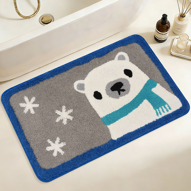 욕실 발매트 타월형 미끄럼방지 강력흡수 빨아쓰는 매트, 북극곰