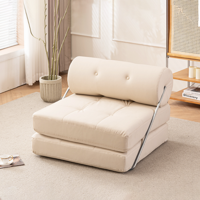 홈풀 두부폭신 침대쇼파 접이식 침대 소파 베드 좌식 카우치 배드 거실 침대형, 3. 화이트 인조가죽형
