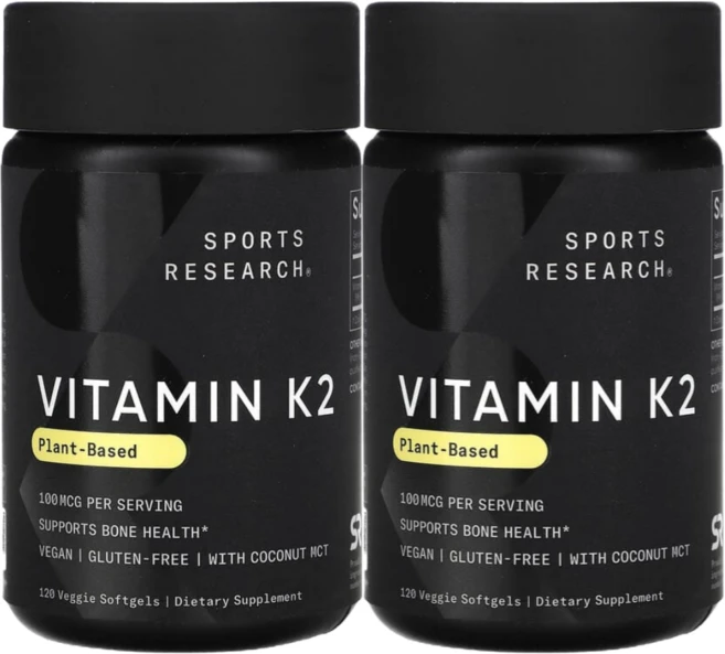 스포츠 리서치 비타민K2 식물성 100mcg 120정 2통, 2개 - 쿠팡