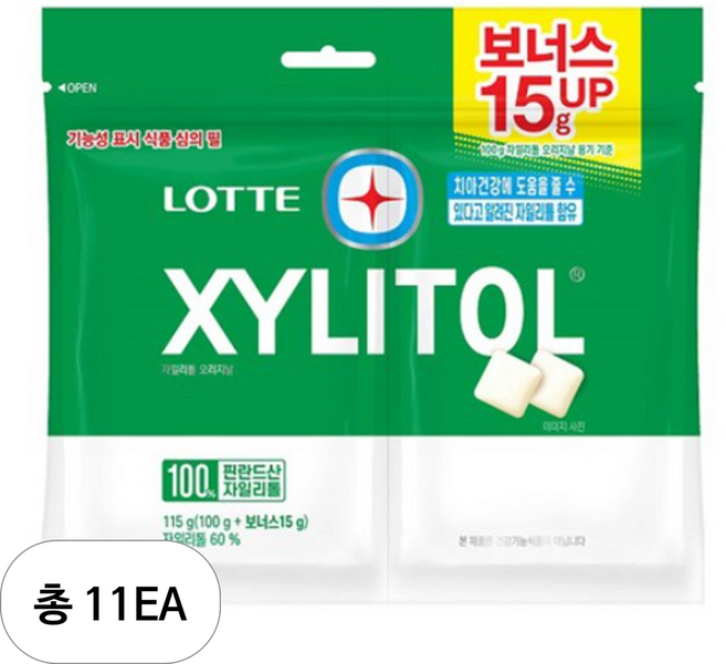 롯데자일리톨 오리지날 껌 리필, 115g, 11개