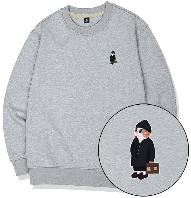 플라바 냐옹 냥틸다 맨투맨 빅사이즈 오버핏 커플 맨투맨 티셔츠