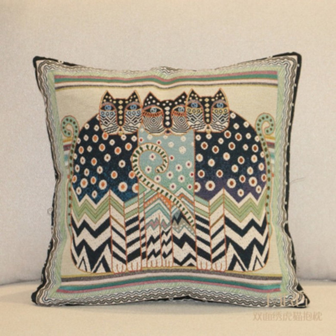 보헤미안 복고풍 레트로 코끼리 자수쿠션, 일반 고양이 단면
