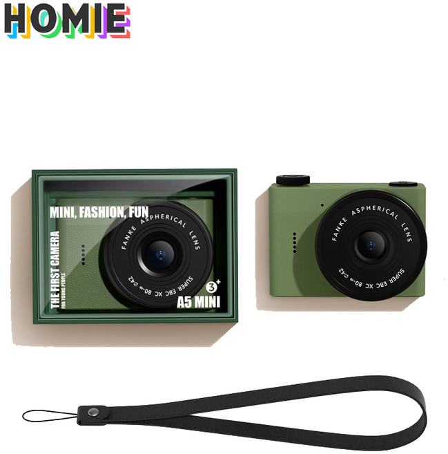 HOMIE 미니카메라 2K 화소 디지털카메라 고화질 스크린 빈티지카메라 사진 촬영+동영상 녹화 카메라 64GB, 녹색