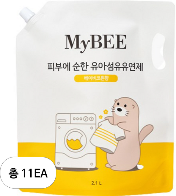 마이비 피부에순한 유아 섬유유연제 베이비코튼향 리필, 2.1L, 11개