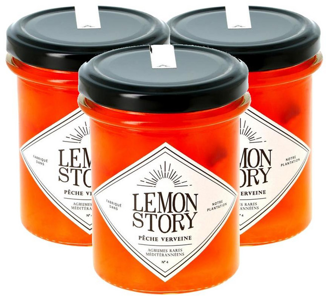 프랑스 레몬스토리 Lemon Story Pêche verveine 버베나 복숭아잼 220g, 3개