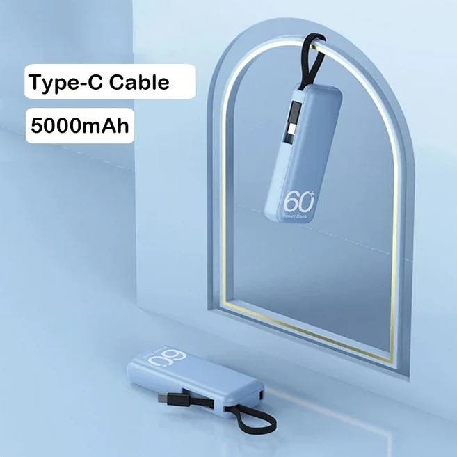 Xiaomi 5000mAh 소형 보조베터리 휴대용 미니 포함) iPhone Samsung용 고속 충전 외부 예비 배터리, 03 Type-C Blue