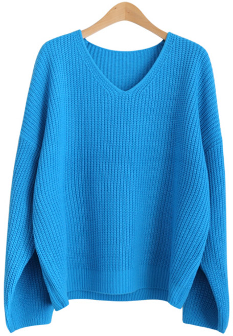 제니트 여성 루즈핏 브이넥 하찌 니트 니트티 제넌오버핏