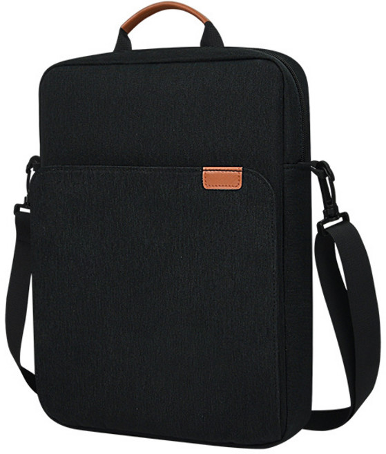 주니로와 초경량 휴대용 아이패드 파우치 노트북 태블릿 숄더 크로스 가방, 블랙