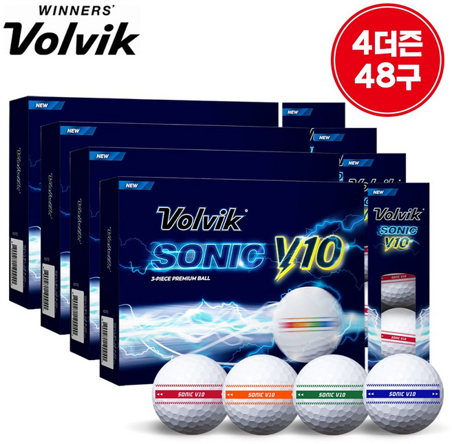볼빅 골프공 소닉 V10 소프트 트랙 3피스, 멀티(레.오.그.블), 4개, 12개입