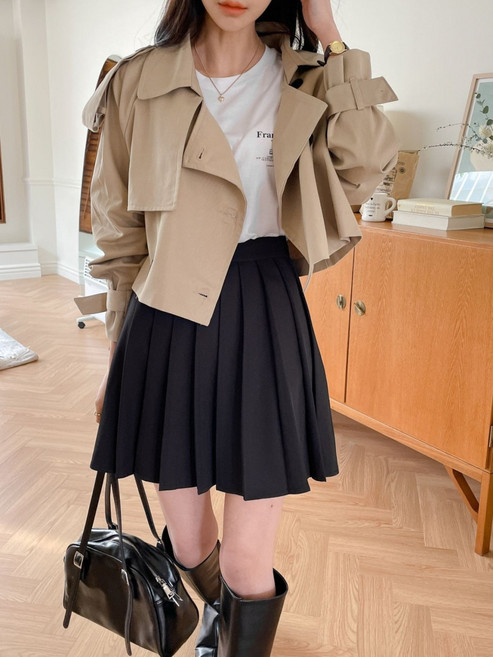 【復古英倫風】風衣外套 短外套 夾克 風衣 外套 女裝 雙排扣設計 經典百搭 早春新款 韓國ins同款 通勤休閒必備