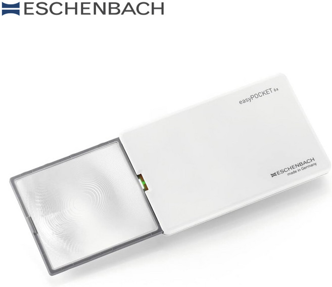 에센바흐152133-6X 화이트 이지포켓 휴대용 돋보기 LED조명 확대경 독일, 1개, 152133-6X